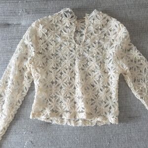 Lulu's Cream Floral Lace Blouse